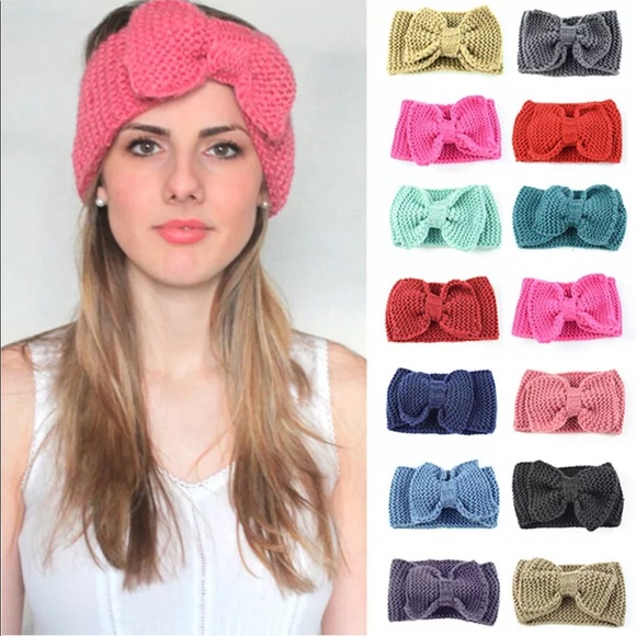 Grey gray ear warmer headband NEW bow NIP winter - Picture 2 of 3